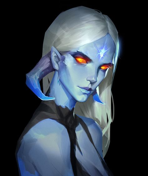 Fantasy Reference, Concept Art Landscape, Anime Alien, Pathfinder Character, Monster 2, Dnd Races, Blue Skin, Alien Character, Beautiful Portraits