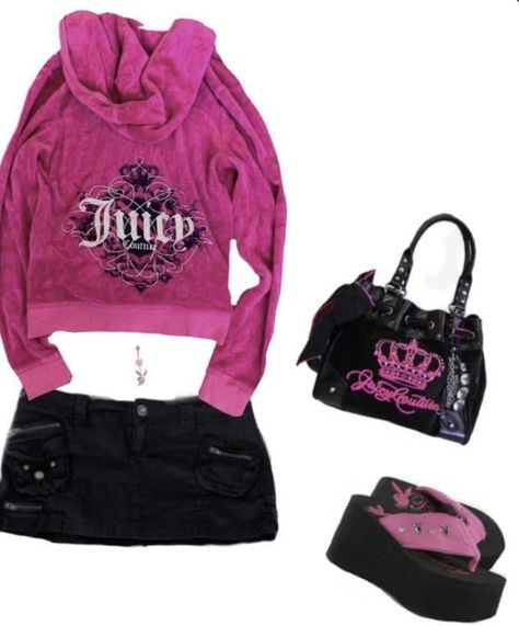 Y2k Grunge Mini Skirt, Trashy Mcbling Outfits, Terrible Outfits, Mcbling Clothes, Goth Barbie, Early 2000s Style, Mcbling Fashion, Trashy Outfits, 2000s Outfit