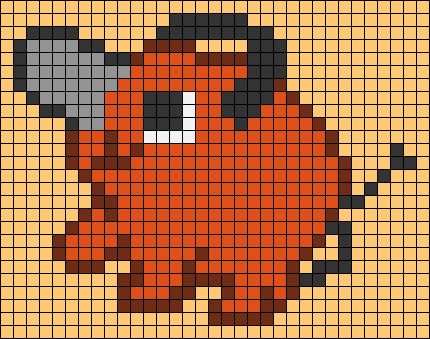 Alpha pattern #146574 | BraceletBook Orange Perler Beads, Pochita Cross Stitch, Pokemon Pixle Art, Alpha Patterns Crochet Anime, Alpha Pixel Art, Chainsaw Man Pixel Art, Anime Alpha Pattern, Alpha Patterns Anime, Pixel Art Manga