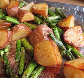 Balsamic Roasted New Potatoes & Asparagus Roasted New Potatoes, Asparagus Balsamic, Potatoes Asparagus, Asparagus Seasoning, Roasted Potato Recipes, Salt Pork, The English Kitchen, New Potatoes, English Kitchen