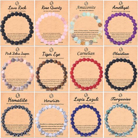 PRICES MAY VARY. Natural Stone Bracelets Set：You will receive 12PCS beaded bracelets in an order, including the best healing stone bracelets such as amethyst bracelet, tiger eye bracelet, rose quartz bracelet, amazonite bracelet,lapis bracelet,lava rock bracelet,etc. Each crystal bracelets for women men has a special spirituality, bringing you different energy healing effects. Send your love and blessings to your family and friends with this energy bracelet filled with your love and care. Healin Healing Crystal Bracelets, Lapis Bracelet, Crystals Bracelets, Rose Quartz Bracelet Beads, Rock Collecting, Lava Rock Bracelet, Stretchy Beaded Bracelet, Beaded Jewelry Necklaces, Amazonite Bracelet