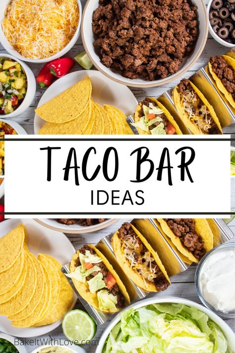 Tacobar Party, Taco Bar Buffet, Mexican Party Food, Taco Bar Party, Party Food Bars, Tacos Mexicanos, Nacho Bar, Taco Party, Fiesta Tropical