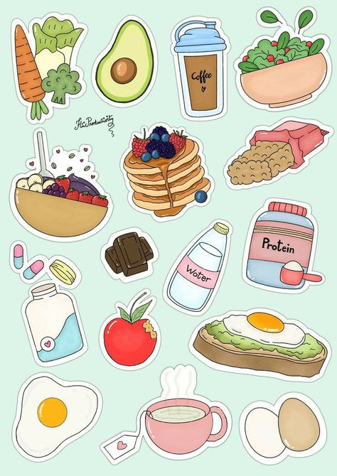 Cute Stickers For Digital Planner, Digital Stickers For Planner, Sticker For Printing, Cute Fitness Wallpaper, Cute Sticker For Journal, Sticker Planner Ideas, A4 Sticker Sheet Printable, Health Design Ideas, This Or That Printable