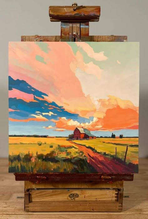 Farm Paintings, Western Paintings, Landscape Art Painting, Tableau Art, Arte Sketchbook, Amazing Art Painting, Art Inspiration Painting, Painting Art Projects, What You Think