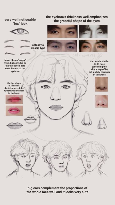 Kate☮ on Twitter: "How to draw #Taehyung… " 얼굴 드로잉, Drawing Tutorial Face, Sketches Tutorial, Kpop Drawings, Arte Inspo, Digital Painting Tutorials, Poses References, Bts Drawings, Anime Drawings Tutorials