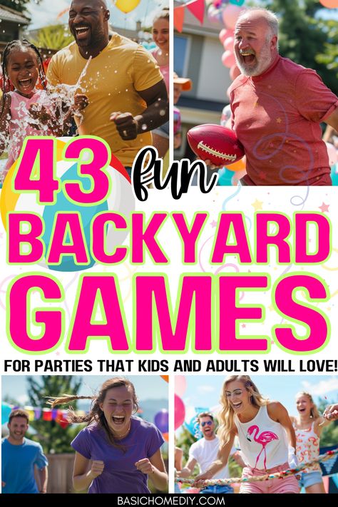 43 Fun Backyard Games for Parties and Kids and Adults of All Ages #water #kidsactivities #summerfun #games. Go for more info 👉https://whispers-in-the-wind.com/top-pool-games-for-kids-fun-and-exciting-water-activities/?kids140 Fun Cookout Games, Family Bbq Games Party Ideas, Olympic Yard Games, Obstacle Course Adults, Summer Olympic Games For Adults, Fun Yard Games For Adults, Yard Olympics Outdoor Games, Backyard Olympics For Adults, Summer Family Games