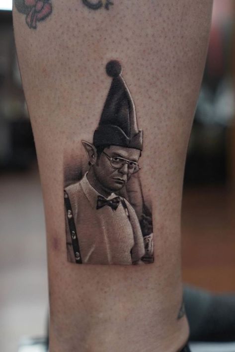 Dwight Schrute Tattoo, Dwight Schrute, Dunder Mifflin, In The End, Triangle Tattoo, Tattoo Artists, The End, Merry Christmas, Tattoos