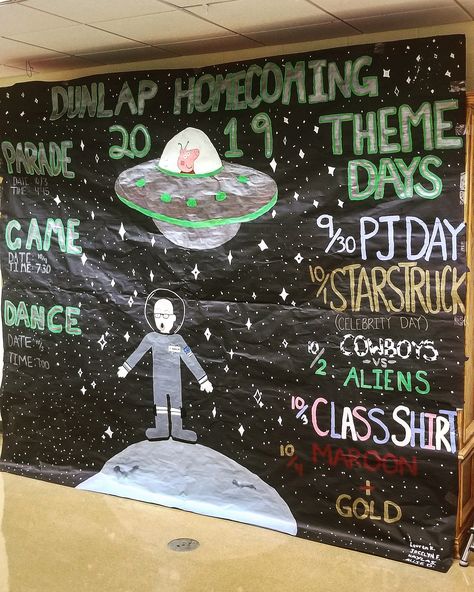 Prom Advertising Ideas, Fun Homecoming Themes, Out Of This World Homecoming Theme, Homecoming Ideas Theme Spirit Weeks, High School Homecoming Themes, Homecoming Theme Ideas High School, Homecoming Week Themes, Homecoming Ideas Theme, Hoco Dance Themes