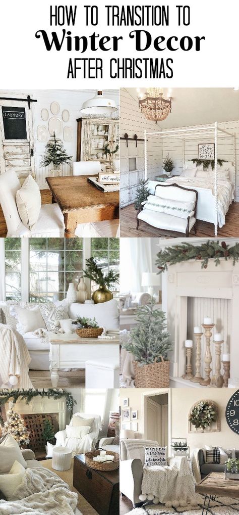 How to Transition from Christmas to Winter Decor - Beauty For Ashes White Winter Decor, After Christmas Winter Decor, After Christmas Decor, Decor After Christmas, January Decor, Farmhouse Winter Decor, Rustic Winter Decor, Wood And White, White French