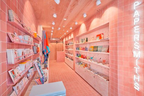 Butik Design, Architecture Restaurant, Retail Interior Design, Stationary Shop, Boutique Interior Design, Pink Tiles, Container Shop, Retail Store Design, Boutique Interior