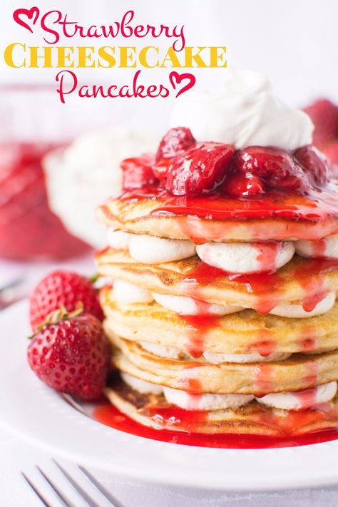 Strawberry Cheesecake Pancakes, Pancake Syrup Recipe, Cheesecake Pancakes, Blueberry Buttermilk Pancakes, Berry Pancakes, Strawberry Pancakes, Pancake Bites, Pancake Recipe Buttermilk, Pancake Toppings