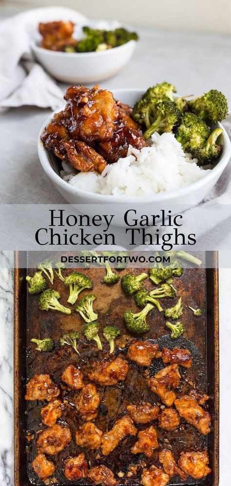 Chicken Thigh Broccoli Recipe, Sticky Chicken Thighs, Honey Chicken Thighs, Asian Chicken Thighs, Broccoli Recipes Healthy, Garlic Chicken Thighs, Honey Garlic Chicken Thighs, Recipes Skillet, Recipes Pork