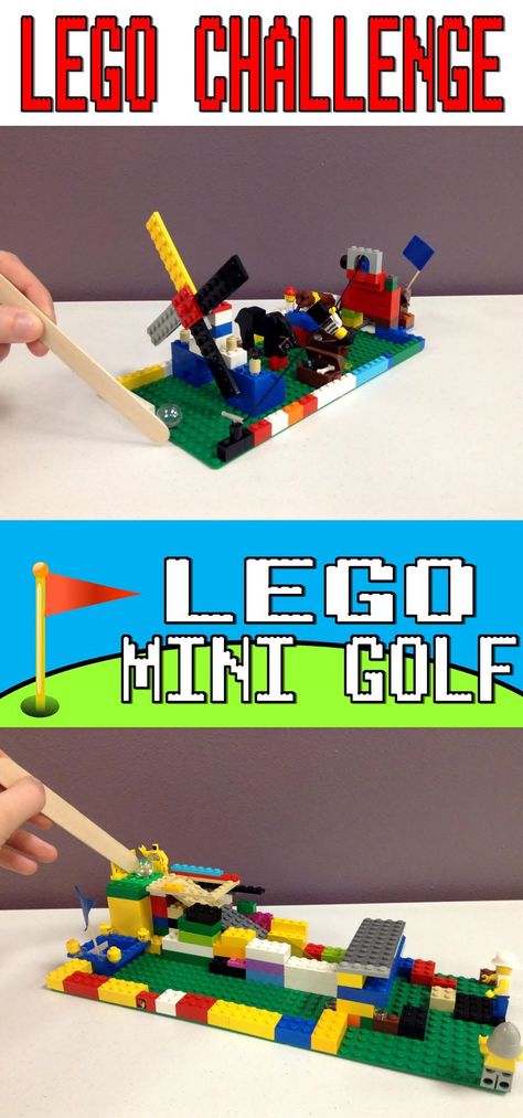 Lego Challenge–Lego Mini Golf – The Lego Librarian Lego Camp, Minecraft Lego, Lego Challenge, Lego Club, Golf School, Lego Activities, Lego Games, Lego Mini, Lego Craft