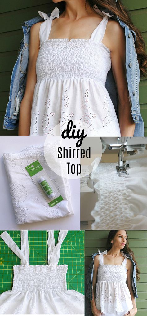 DIY: Guide to Shirring How To Make A Shirred Top, Diy Shirred Top, Sewing Pattern Summer Top, Emily Hobby, Diy Tops For Women Tutorials, How To Shirring Fabric, Shirred Top Pattern, Diy Summer Tops, Diy Tops For Women