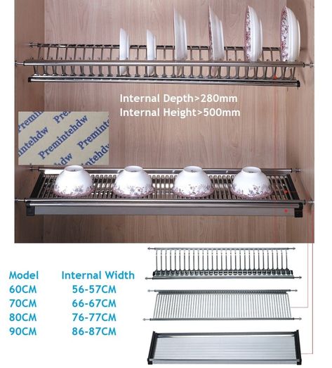 60CM 70CM 80CM 90CM Wall Kitchen Cabinet Cupboard Inside 2 tier Stainless Steel Plate Bowl Drying Rack Dinnerware Organizer|dryer plates|dryer kitchendryer rack - AliExpress Drying Cupboard, Discount Cabinets, Plate Organizer, Drying Rack Kitchen, Plate Storage, Wall Kitchen, Plate Racks, Living Room Design Decor, Kitchen Cabinet Organization