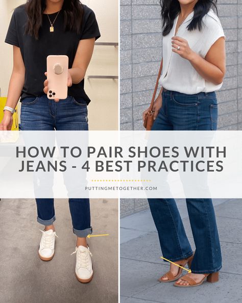 Girlfriend Jeans Outfit, Ankle Jeans Outfit, Dress Shoes With Jeans, Bootcut Jeans Outfit, Jeans Outfit Spring, How To Wear Sneakers, Black Bootcut Jeans, Sneakers Heels, Jeans Outfit Women