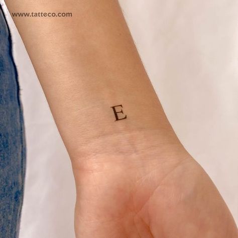 E Serif Capital Letter Temporary Tattoo - Set of 3 Fonts for tattoos #fontsfortattoos tattoo #tattoo tattoos #tattoos fonts #fonts font #font 10.57 Letter E Finger Tattoo, Initial E Tattoo, E Letter Tattoo, Locket Tattoos For Women, E Initial Tattoo, E Tattoo Letter, Single Letter Tattoo, Letter E Tattoo, E Tattoos