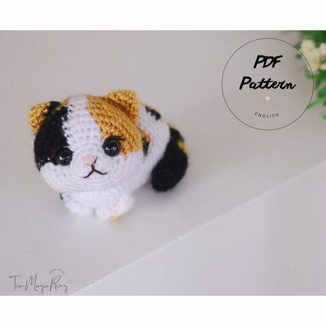 Crochet Cat Pattern Amigurumi Cat Pattern My Little Lucky - Etsy Chat Crochet, Crochet Plushies, Crochet Cat Pattern, Cat Amigurumi, Crochet Motifs, Little Kittens, Crochet Keychain, Crochet Hook Sizes, Crochet Cat