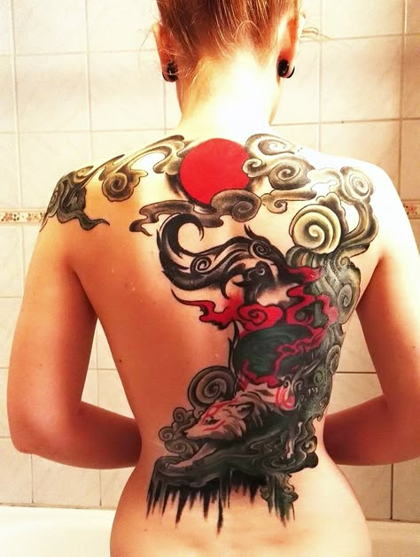 Okami Tattoo, Japanese Tattoo Women, Dragon Tattoo Drawing, Fox Tattoo Design, Favorite Tattoos, Japan Tattoo Design, Tattoo Artwork, Fox Tattoo, Japanese Tattoo Designs