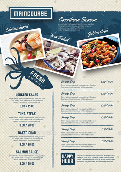 Seafood Restauran Menu Seafood Menu Ideas, Pizza Menu Design, Chinese Menu, Menu Sans Gluten, Restaurant Website Design, Seafood House, Cajun Seafood, Seafood Menu, Menu Layout