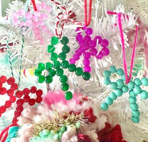 Beaded Bow Ornaments — Apricot Polkadot Bow Ornaments, Beaded Bow, Wrapping Gifts, Gift Toppers, Clay Ornaments, Jewelry Making Tools, Fimo Clay, Make A Gift, Beads And Wire