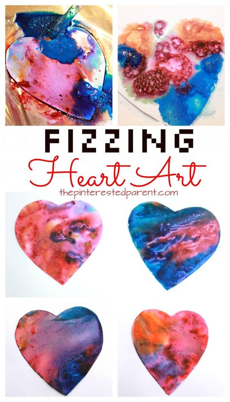 Fizzing heart baking soda and vinegar heart paint eruptions. Science and art fun for kids perfect for Valentines Day or any time. Also great for fine motor skills. Arts and crafts activities for kids & toddlers. Heart Baking, Quotes Valentines Day, Baking Soda And Vinegar, February Crafts, Valentine's Day Crafts For Kids, Preschool Valentines, Valentine Activities, Valentine Crafts For Kids, Diy Valentine