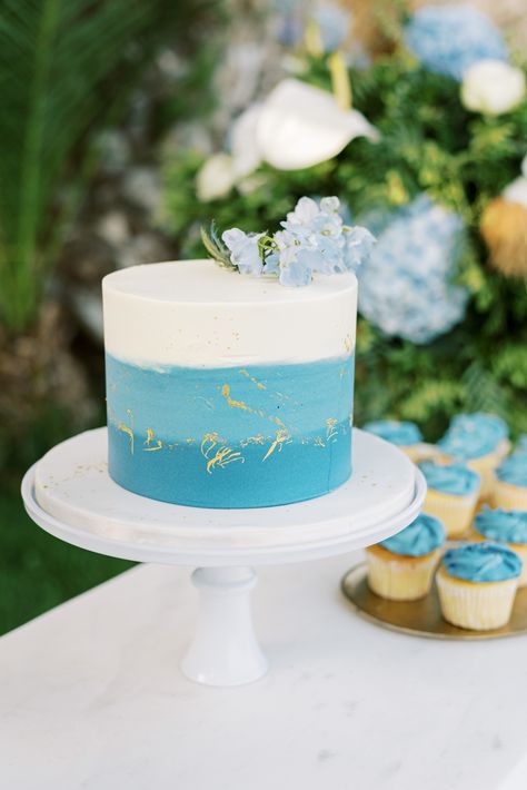 Blue Color Cake Design, Blue And White Ombre Cake, Groom To Be Cake Designs, Serving Food Ideas, Blue And White Cake Design, Blue Colour Cake, Simple Bride To Be Cake, Light Blue Birthday Cake, Blue Color Cake