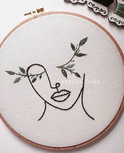 One Line, Broderie Simple, Pola Bordir, Textile Art Embroidery, Simple Embroidery Designs, Hand Embroidery Kit, Pola Sulam, Embroidery Flowers Pattern, Embroidery On Clothes