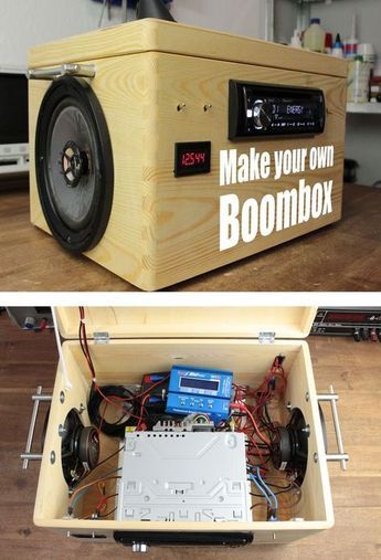 Diy Car Audio, Car Audio Battery, Diy Boombox, Diy Hanging Shelves, Diy Tech, Diy Speakers, Speaker Box, 12v Led, Diy Car