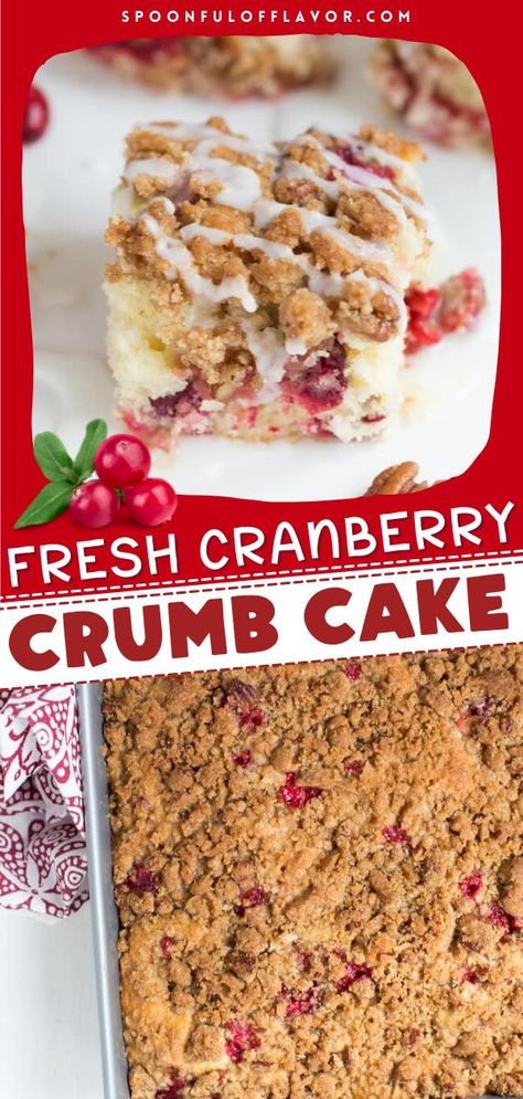 Cranberry Crumb Cake, best Christmas desserts, holiday brunch ideas Cranberry Pecan Cake, Christmas Cranberry Poke Cake, Recipes With Cranberry, Cranberry Crumb Cake, Cranberry Desserts, Cranberry Loaf, Fresh Cranberry Recipes, Apple Crumb Cakes, Cranberry Dessert