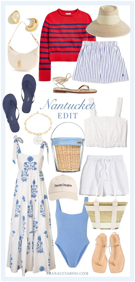 fran acciardo nantucket edit, summer wardrobe, packing wishlist Martha’s Vineyard Style Outfits, Nantucket Fashion Summer, Nantucket Fall Outfit, Nantucket Outfit Summer, New England Outfit, New England Summer Outfits, Nantucket Fashion, Coastal Americana, Nantucket Outfit