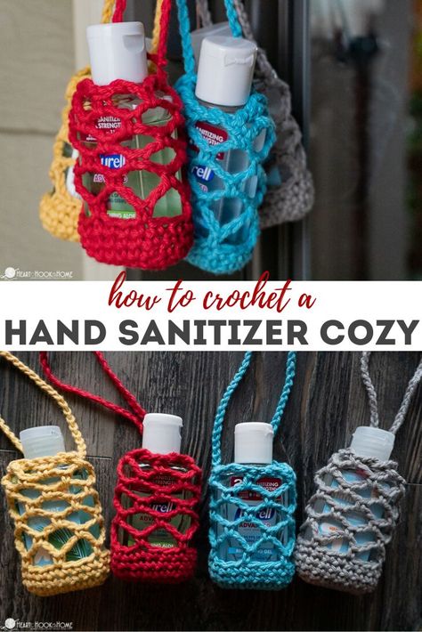 Whether you're attaching this hand sanitizer holder to a backpack, or headed to Spring Break in territories unknown, these holders whip up in NO time! Crochet Hand Sanitizer, Sanitizer Holder, Cozy Crochet Patterns, Hand Sanitizer Holder, Quick Crochet Patterns, Crochet Pouch, Beer Cans, Diy Solar, Pouch Pattern