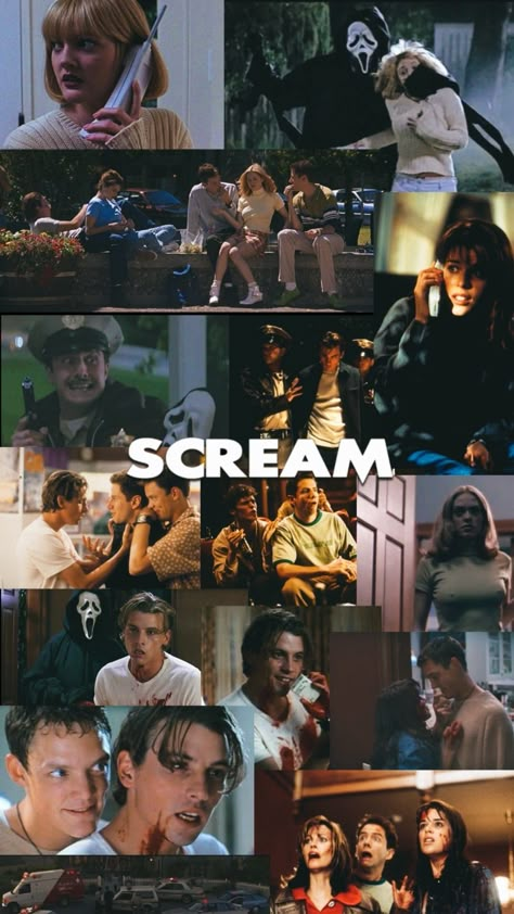 Billy And Stu Scream Wallpaper, Scream 1996 Wallpapers Aesthetic, Horror Movie Aesthetic Wallpaper Iphone Collage, I Love Scream Pfp, Stu Macher Wallpaper Iphone, Scream Collage Wallpaper, Scream 1 Wallpaper, Billy Loomis Wallpaper Aesthetic, Scream 1996 Wallpaper