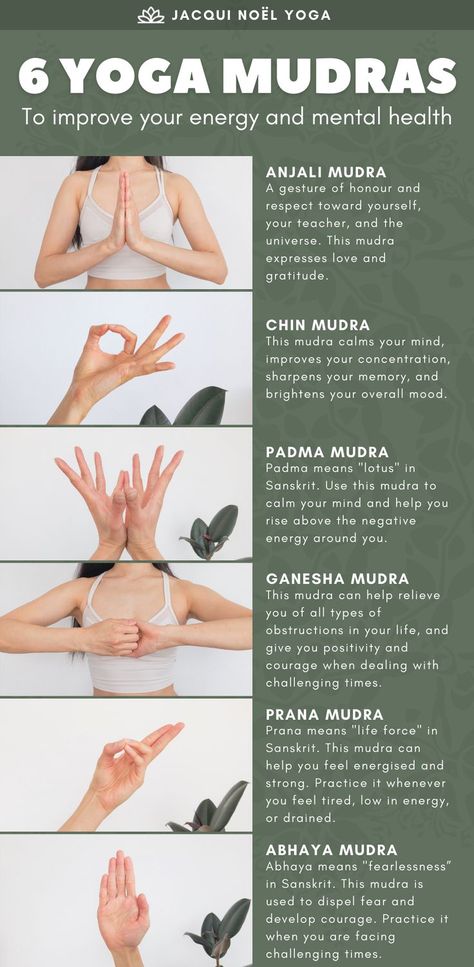 6 Yoga Mudras to Improve Your Energy & Mental Health Kundalini Hand Mudras, Mudra For Happiness, Hand Mudras For Glowing Skin, Mudras Meanings Hands Meditation, Hand Mudras Meditation, Yoga Hands Mudras, Mudra For Creativity, Ganesha Mudra Hands, What Are Mudras