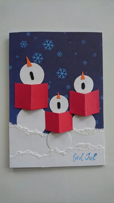 Singing Snowman, Christmas Cards Kids, Christmas Arts And Crafts, Christmas Card Art, Homemade Christmas Cards, Christmas Card Crafts, Easy Christmas Crafts, Diy Christmas Cards, Christmas Cards To Make