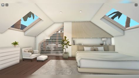 Bloxburg Modern House Layout Ideas, 3 Bedroom House Bloxburg, Modern Master Bed Bedroom Bloxburg, Bed Ideas For Bloxburg, Bedroom Ideas Bloxburg Master Bedrooms, Bed Bloxburg Ideas, Bloxburg House Bedroom, Modern Bloxburg Interior, Bloxburg Rooms Ideas