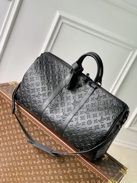 Matte Black Hardware, Louis Vuitton Keepall, Black Hardware, Vuitton Handbags, Louis Vuitton Handbags, Paris France, Cowhide Leather, Travel Bag, Backpack Bags