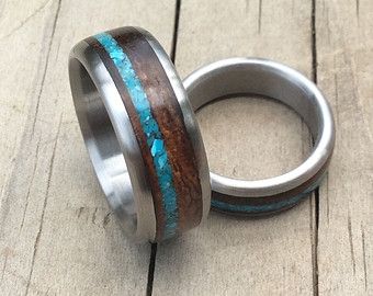 Turquoise wedding sets | Etsy Meteorite Wedding Rings, Matching Wedding Band Sets, Rings Sets, Beautiful Desert, Antler Ring, Titanium Wedding Rings, Titanium Wedding Band, Turquoise Wedding, Titanium Jewelry