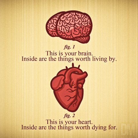 “Brain & Heart” by Diego Mendez. The brain IMAGINES a different world and invents it but to CREATE a better world then we alos have to Listen to the Heart. The Midnight Library Tattoo, Heart And Brain Quotes, Heart Vs Brain, Brains Quote, The Awkward Yeti, Heart And Brain, The Human Heart, Herz Tattoo, طابع بريدي