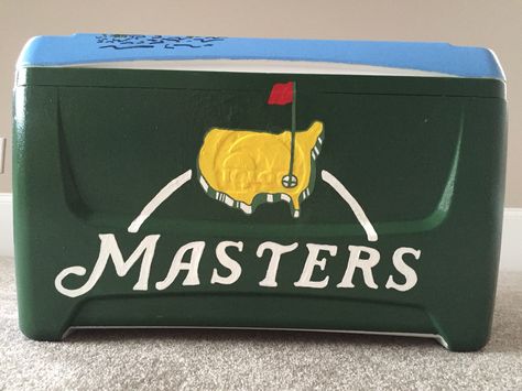 Masters golf cooler design Masters Frat Cooler, Golf Cooler Painting, Golf Frat Cooler, Nola Cooler, Formal Cooler Ideas, Formal Cooler, Fraternity Coolers, Golf Tips Driving, Cooler Ideas