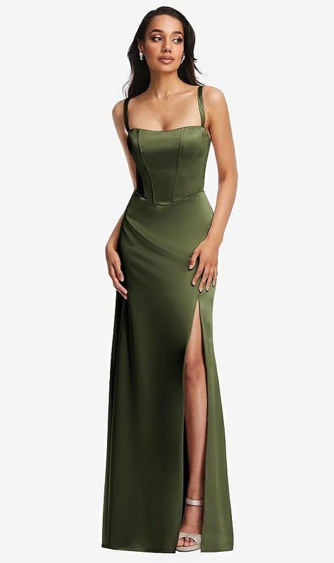 Jade Prom Dresses, Army Green Bridesmaid Dresses, Olive Color Dress, Olive Green Formal Dress, Olive Gown, Olive Green Prom Dress, Green Dress Formal, Olive Green Bridesmaid Dresses, Corset Maxi Dress