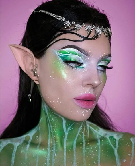 Fantasy Makeup Ideas Creative, Face Painting Designs Creative, Safari Makeup, Fairy Makeup Ideas, Face Pant, Fairy Make-up, College Makeup, Exotic Makeup, Halloween Glam