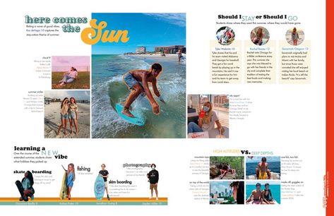 Summer Spreads Yearbook, Yearbook Mod Ideas Student Life, Summer Yearbook Spread, Student Life Yearbook Ideas, Yearbook Sports Spreads, Senior Yearbook Ideas, Student Life Yearbook, Yearbook Mods, Yearbook Template