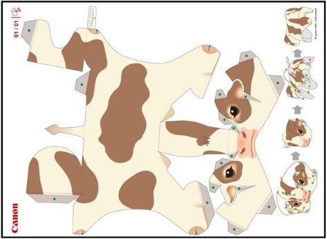 PAPERMAU: A Cute Calf Miniature Paper Toy - by Ayumu Saito & Craft Pocket Cow Paper Craft, Animal Paper Craft, Cute Calf, Crafts For Beginners, Disney Paper Dolls, Paper Child, Simple Projects, Paper Toys Template, Pop Up Art