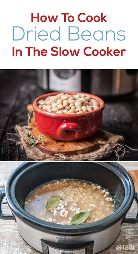 The slow cooker makes cooking dry or dried beans SO easy! You will never need to buy canned beans again. Cook Beans In Crockpot, Soak Beans, Cook Dried Beans, Beans Recipe Crockpot, Crockpot Veggies, Dry Beans Recipe, Easy Comfort Food Dinners, Beans In Crockpot, Slow Cooker Beans