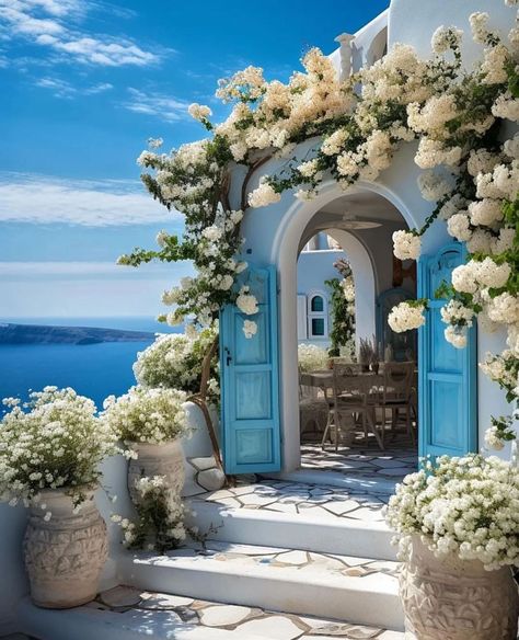 Unveiling the Charms: A Santorini Dream Home on the Coast Santorini Resorts, Mediterranean House Design, Greece House, Grecia Santorini, Santorini House, Greek House, Resort Design, Mediterranean Homes, Dream Travel Destinations