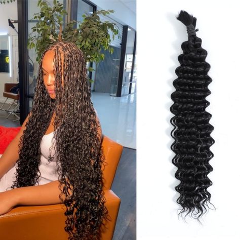 Amazon.com : Human Braiding Hair 18 Inch Deep Water Wave Bulk Human Hair for Braiding 100g 2 Bundles/Pack No Weft 10A Brazilian Virgin Human Hair Extensions for Boho Braids Wet and Wavy Human Hair Braiding Hair : Beauty & Personal Care Wet And Wavy Braids, Human Hair Braiding Hair, Human Hair Braids, Human Hair For Braiding, Hairstyles Theme, Human Braiding Hair, Hair Braiding, Boho Braids, Braiding Hair