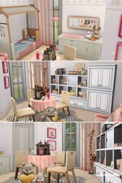 Bedroom The Sims 4, Pink Toddler Bedroom, Kids Bedroom Designs, Kids Bedroom Design, Toddler Bedrooms, Sims 4 Build, Toddler Kids, The Bedroom, The Sims 4