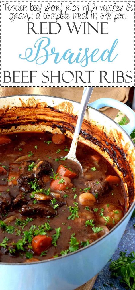 Red Wine Braised Beef Short Ribs - Lord Byron's Kitchen Beef Rib Stew, Whole30 Beef Recipes, Red Wine Braised Beef, Short Rib Beef Stew, Wine Braised Beef, Short Rib Stew, Whole30 Beef, Wine Paring, Braised Beef Short Ribs