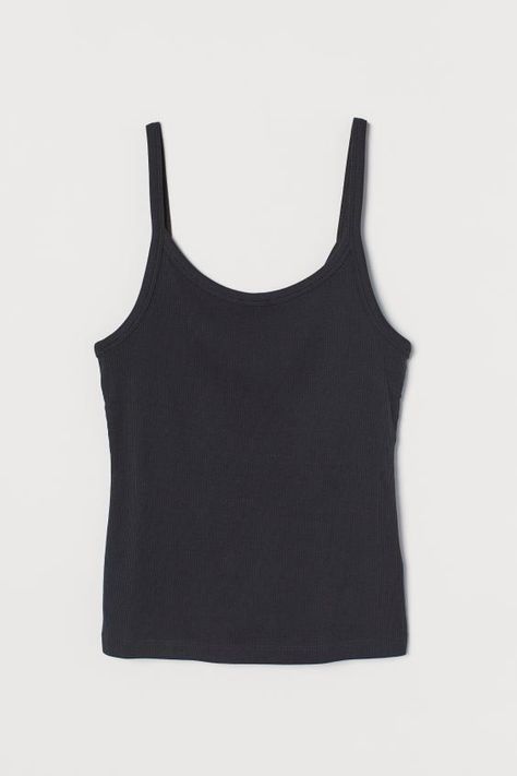 Basic Black Top, French Girl Style, Strappy Top, Ribbed Tank Top, Lady Grey, Girls Wardrobe, Ribbed Tank Tops, Ribbed Tank, Workout Tank Tops